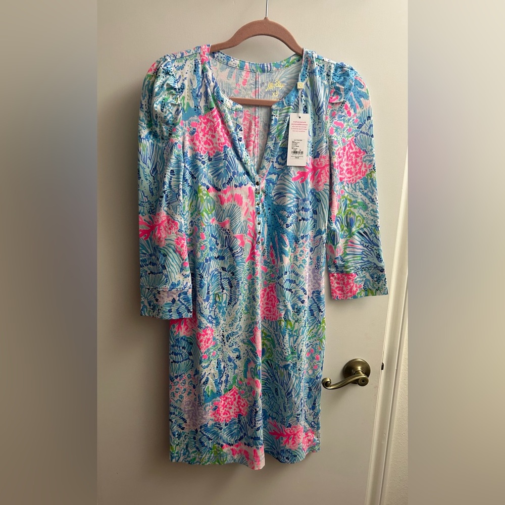 Lilly Pulitzer Marie dress, size XS, cotton, 3/4 sleeves, vibrant. J24
